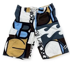 Billabong Board Shorts Men's Size 32 Multi Color Geometric Pattern Swim Trunks